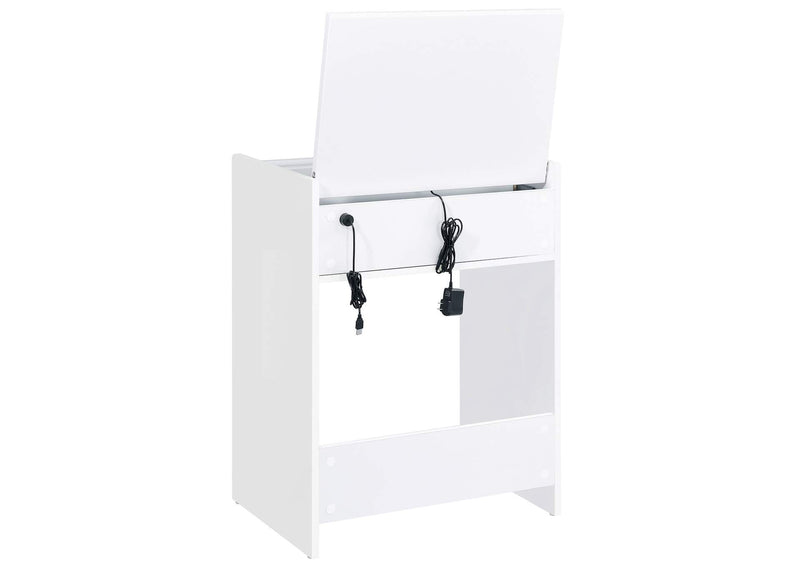 930208 Danbury 3-drawer Makeup Vanity & Stool Set White High Gloss