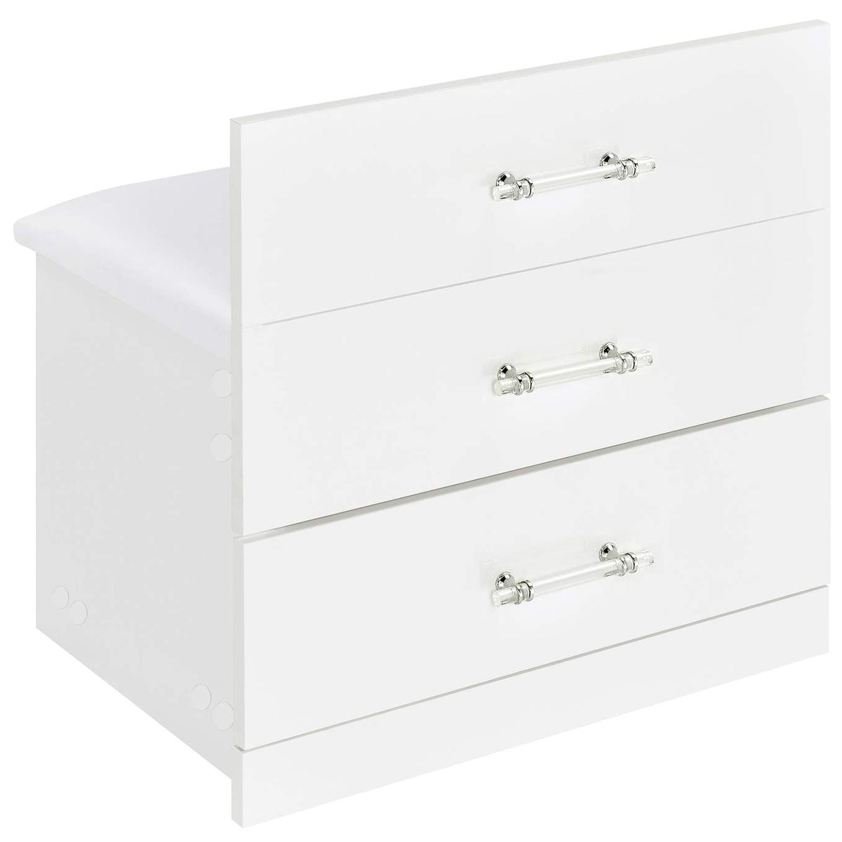 930208 Danbury 3-drawer Makeup Vanity & Stool Set White High Gloss