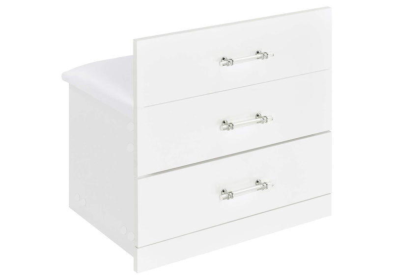 930208 Danbury 3-drawer Makeup Vanity & Stool Set White High Gloss