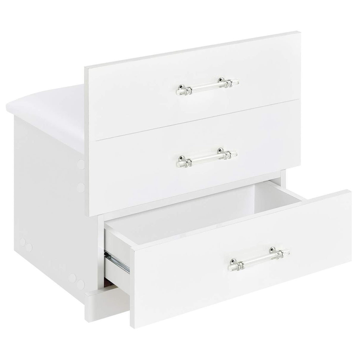930208 Danbury 3-drawer Makeup Vanity & Stool Set White High Gloss