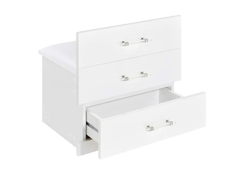 930208 Danbury 3-drawer Makeup Vanity & Stool Set White High Gloss