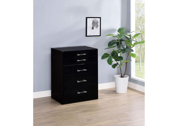 930209 Danbury 3-drawer Makeup Vanity & Stool Set Black High Gloss
