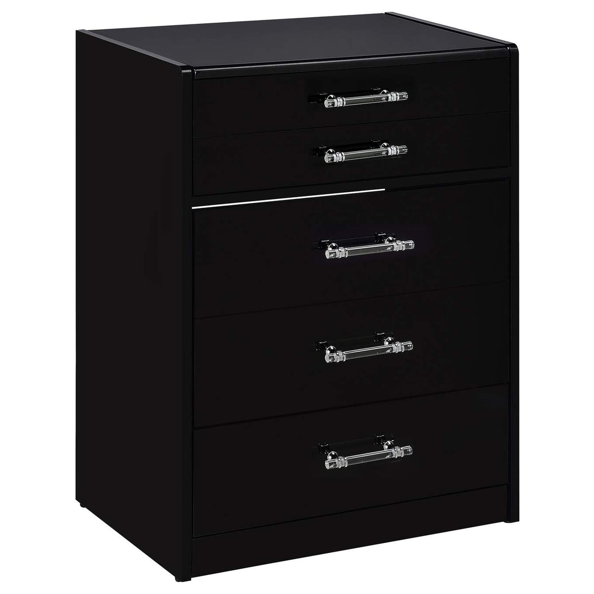 930209 Danbury 3-drawer Makeup Vanity & Stool Set Black High Gloss