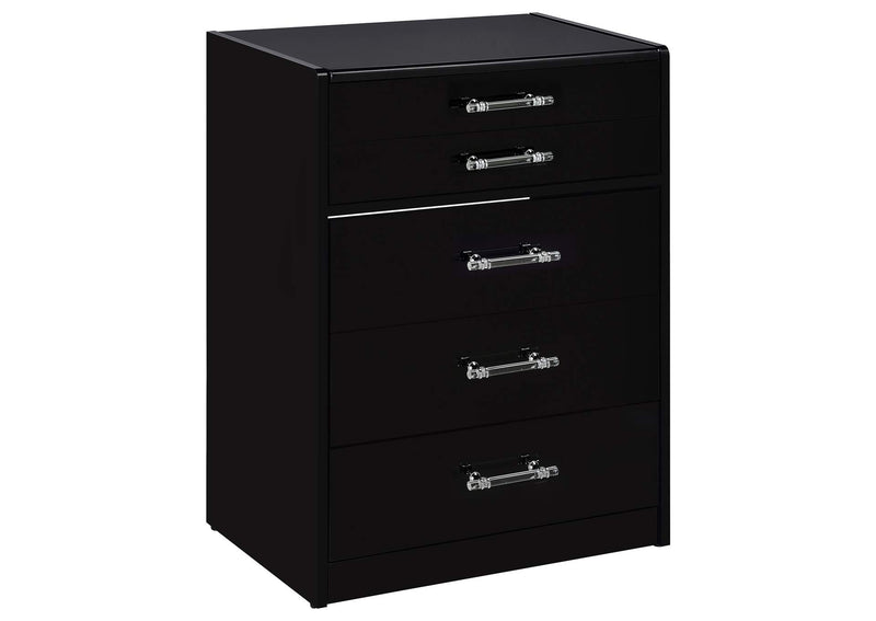 930209 Danbury 3-drawer Makeup Vanity & Stool Set Black High Gloss