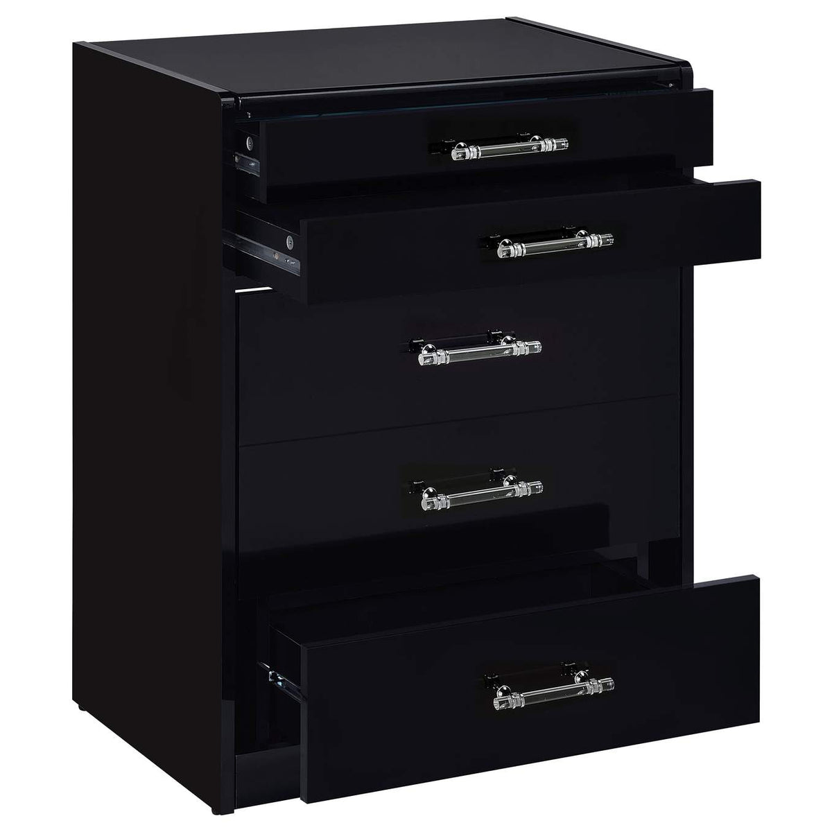 930209 Danbury 3-drawer Makeup Vanity & Stool Set Black High Gloss