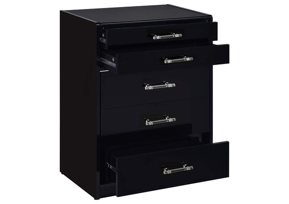 930209 Danbury 3-drawer Makeup Vanity & Stool Set Black High Gloss