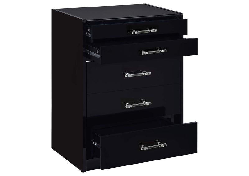 930209 Danbury 3-drawer Makeup Vanity & Stool Set Black High Gloss