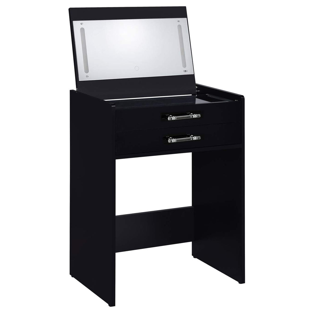 930209 Danbury 3-drawer Makeup Vanity & Stool Set Black High Gloss