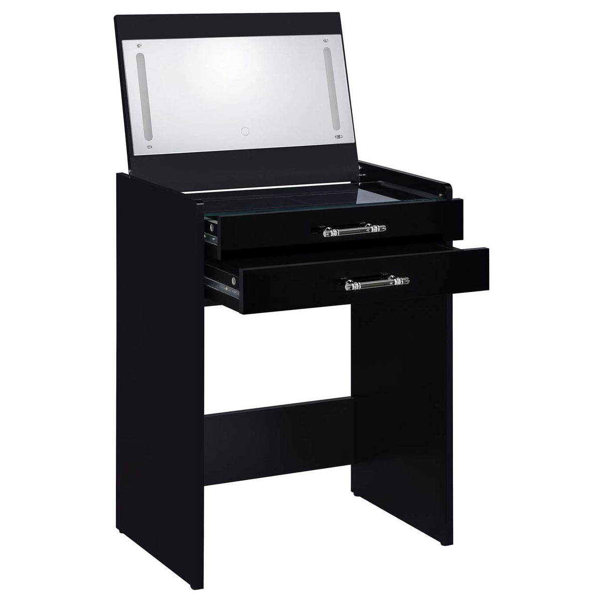 930209 Danbury 3-drawer Makeup Vanity & Stool Set Black High Gloss