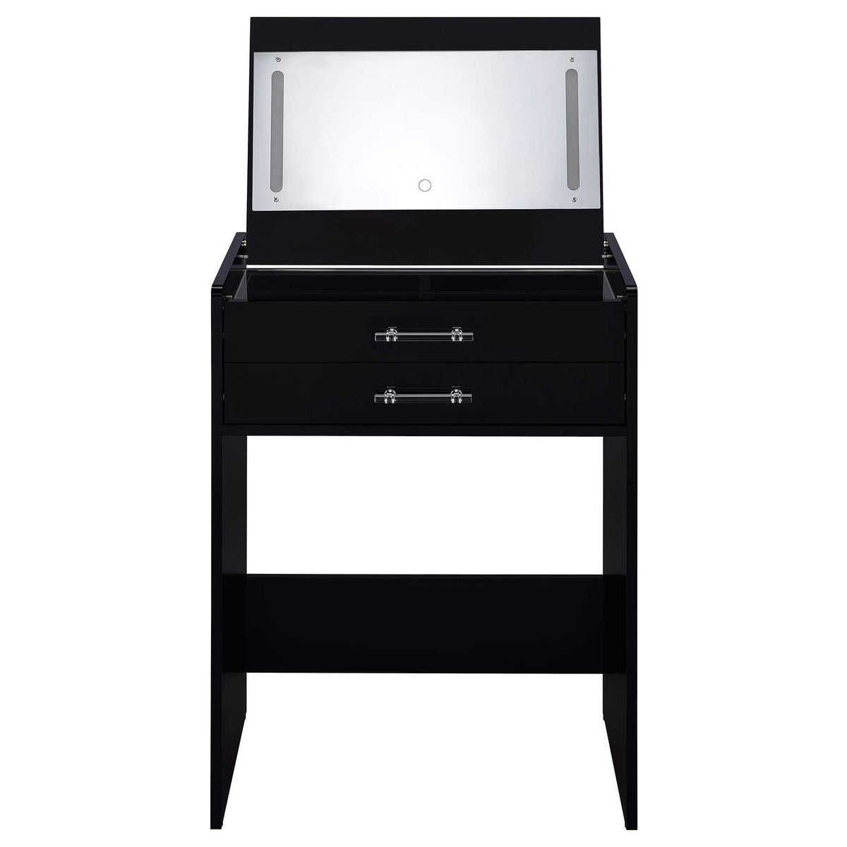930209 Danbury 3-drawer Makeup Vanity & Stool Set Black High Gloss