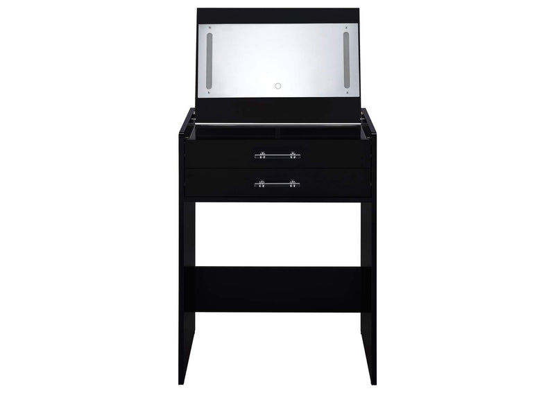 930209 Danbury 3-drawer Makeup Vanity & Stool Set Black High Gloss