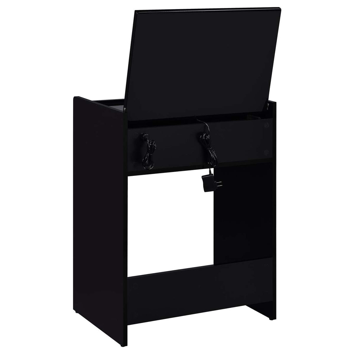 930209 Danbury 3-drawer Makeup Vanity & Stool Set Black High Gloss