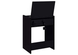 930209 Danbury 3-drawer Makeup Vanity & Stool Set Black High Gloss