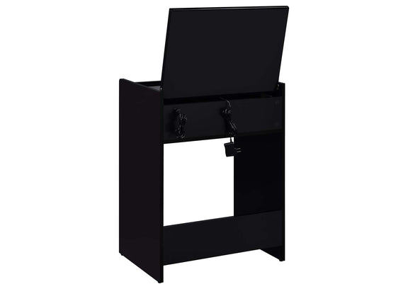 930209 Danbury 3-drawer Makeup Vanity & Stool Set Black High Gloss