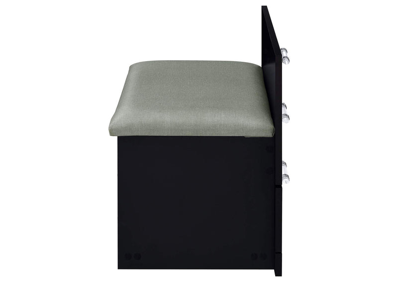 930209 Danbury 3-drawer Makeup Vanity & Stool Set Black High Gloss