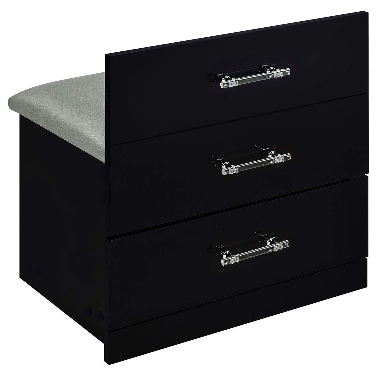 930209 Danbury 3-drawer Makeup Vanity & Stool Set Black High Gloss