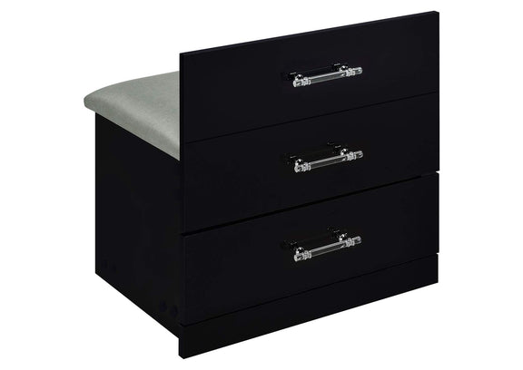 930209 Danbury 3-drawer Makeup Vanity & Stool Set Black High Gloss