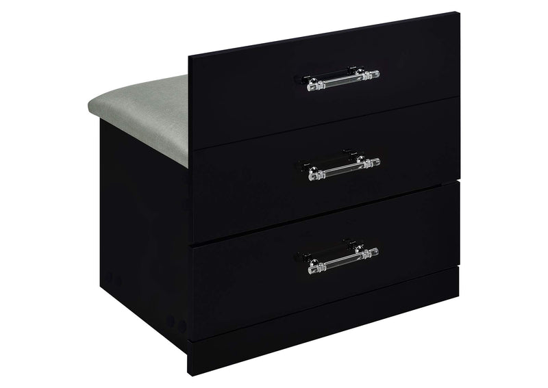 930209 Danbury 3-drawer Makeup Vanity & Stool Set Black High Gloss