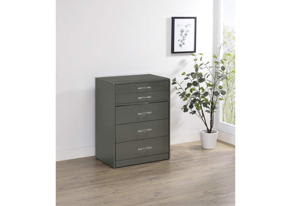 930210 Danbury 3-drawer Makeup Vanity & Stool Set Grey High Gloss