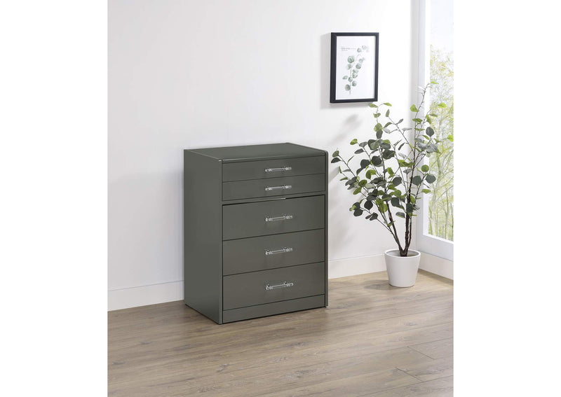 930210 Danbury 3-drawer Makeup Vanity & Stool Set Grey High Gloss