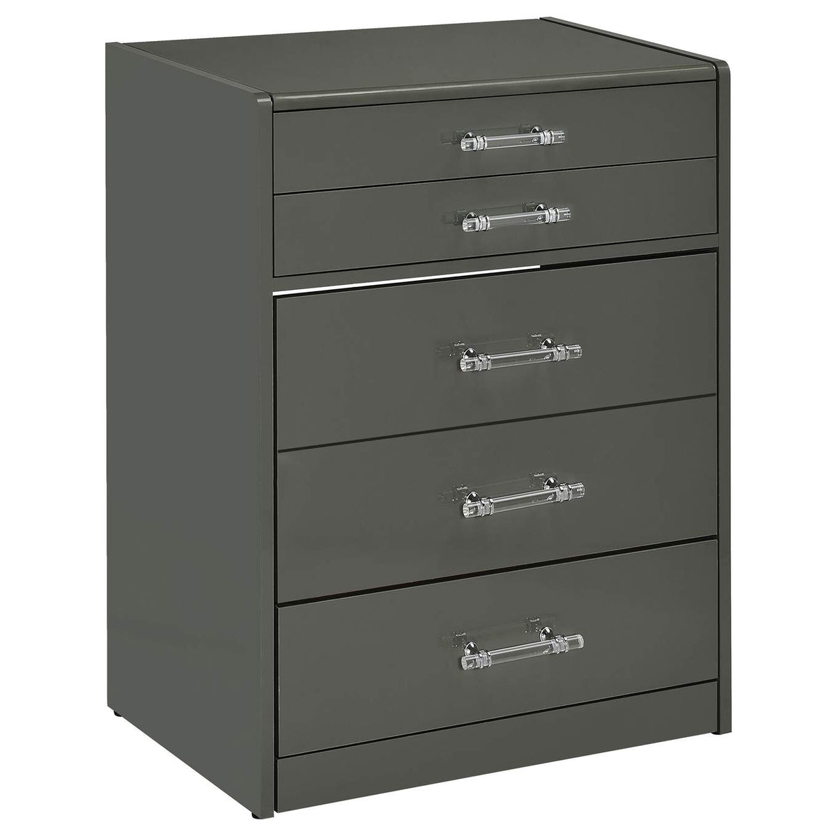 930210 Danbury 3-drawer Makeup Vanity & Stool Set Grey High Gloss