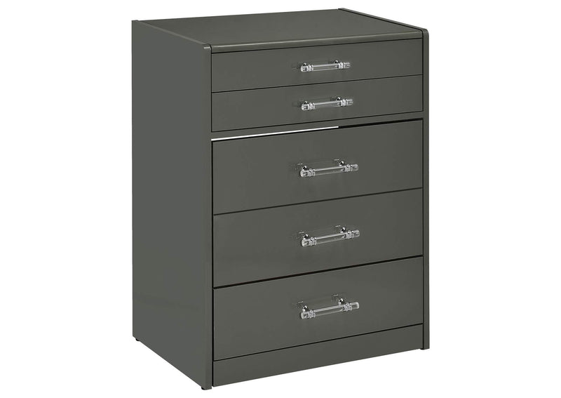 930210 Danbury 3-drawer Makeup Vanity & Stool Set Grey High Gloss