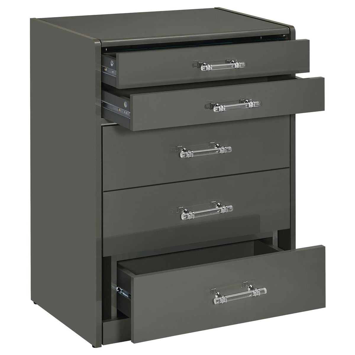 930210 Danbury 3-drawer Makeup Vanity & Stool Set Grey High Gloss