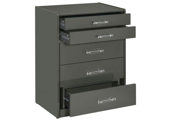 930210 Danbury 3-drawer Makeup Vanity & Stool Set Grey High Gloss