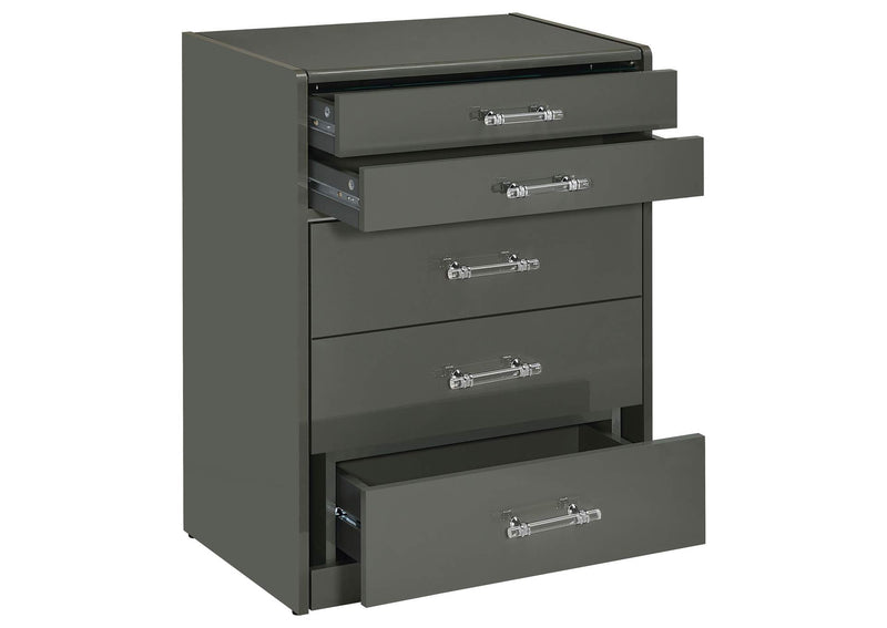 930210 Danbury 3-drawer Makeup Vanity & Stool Set Grey High Gloss