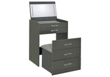 930210 Danbury 3-drawer Makeup Vanity & Stool Set Grey High Gloss