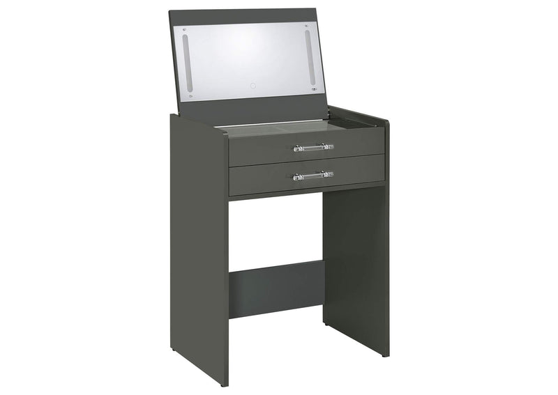 930210 Danbury 3-drawer Makeup Vanity & Stool Set Grey High Gloss