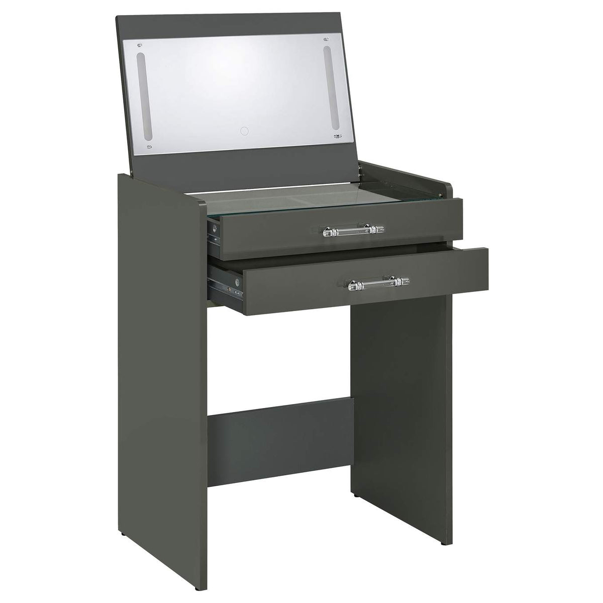 930210 Danbury 3-drawer Makeup Vanity & Stool Set Grey High Gloss
