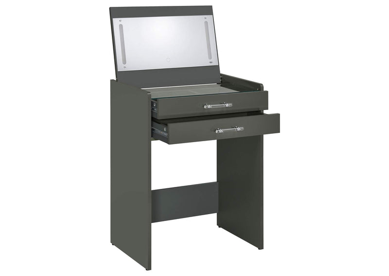 930210 Danbury 3-drawer Makeup Vanity & Stool Set Grey High Gloss