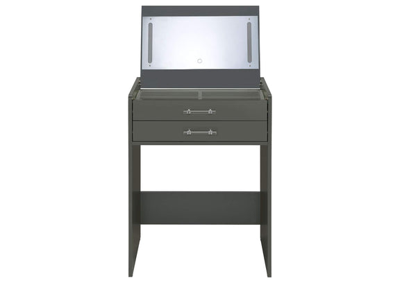 930210 Danbury 3-drawer Makeup Vanity & Stool Set Grey High Gloss