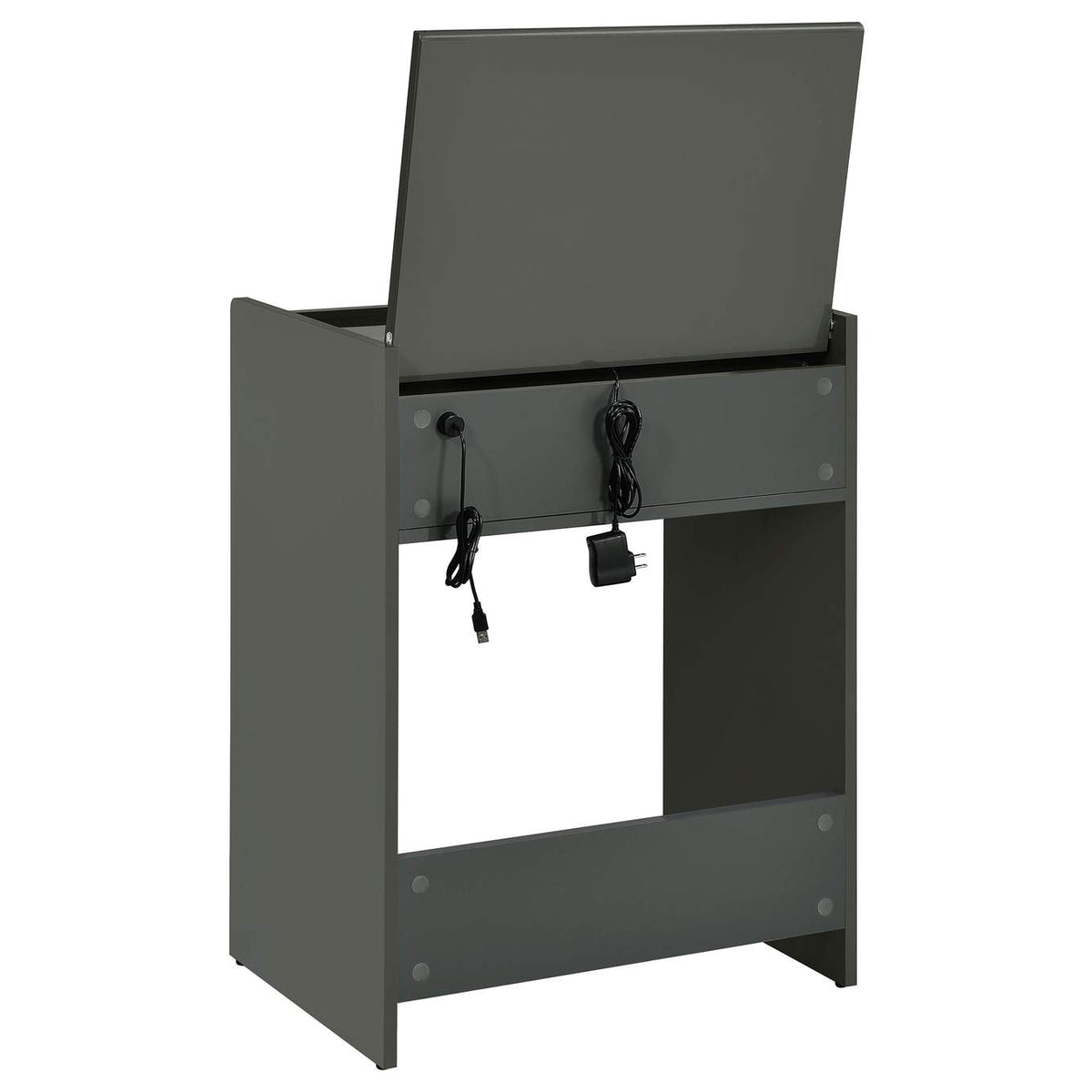 930210 Danbury 3-drawer Makeup Vanity & Stool Set Grey High Gloss