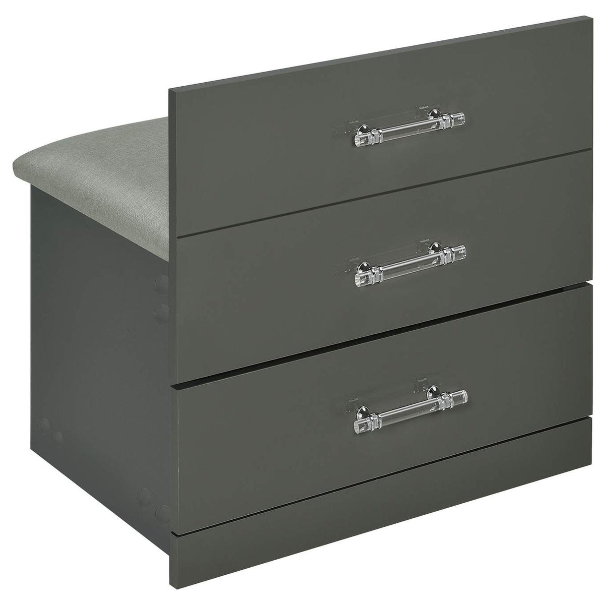 930210 Danbury 3-drawer Makeup Vanity & Stool Set Grey High Gloss