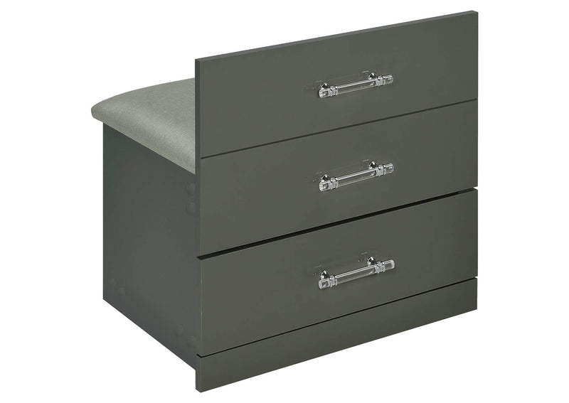 930210 Danbury 3-drawer Makeup Vanity & Stool Set Grey High Gloss