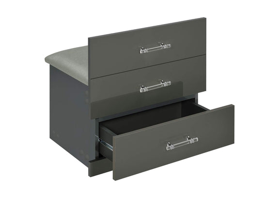 930210 Danbury 3-drawer Makeup Vanity & Stool Set Grey High Gloss