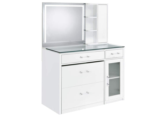 930218 Flora 2-drawer Vanity Set with LED Mirror White High Gloss