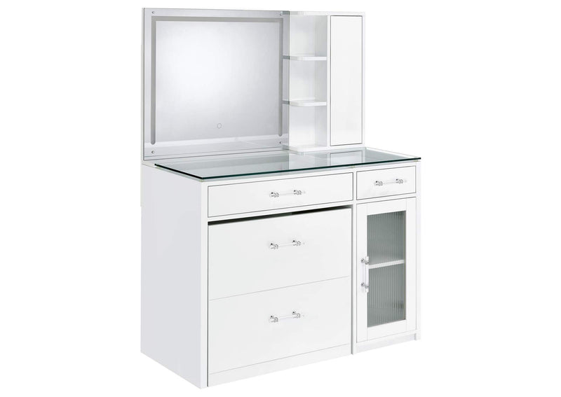 930218 Flora 2-drawer Vanity Set with LED Mirror White High Gloss