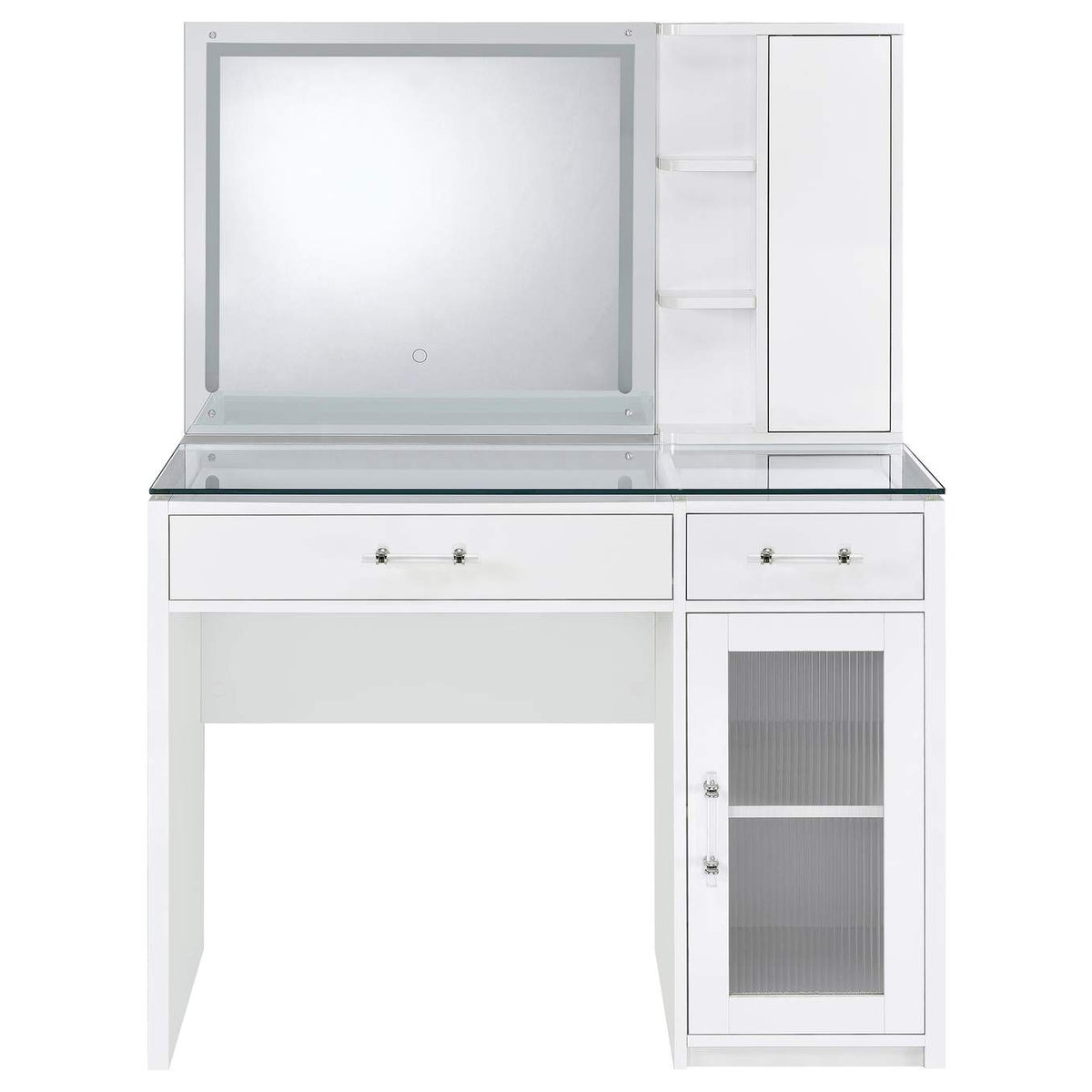 930218 Flora 2-drawer Vanity Set with LED Mirror White High Gloss