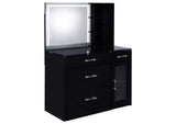930219 Flora 2-drawer Vanity Set with LED Mirror Black High Gloss