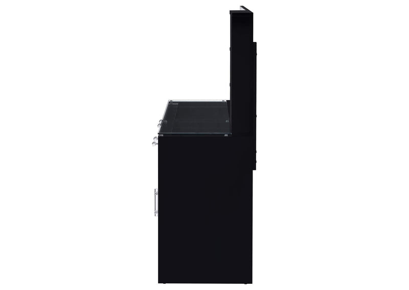 930219 Flora 2-drawer Vanity Set with LED Mirror Black High Gloss