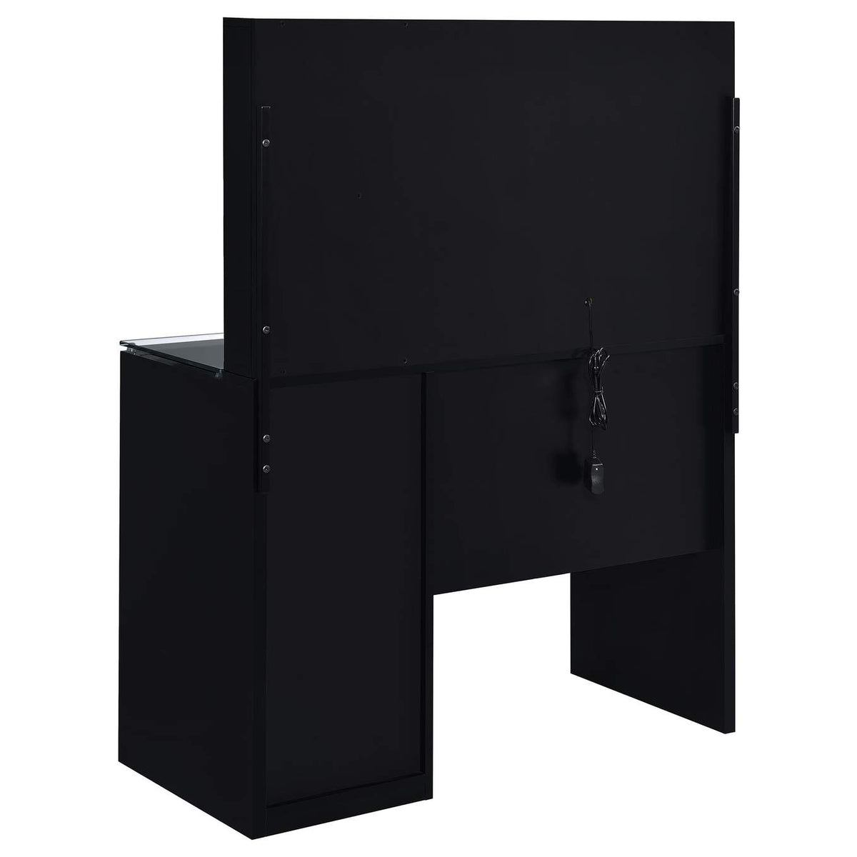 930219 Flora 2-drawer Vanity Set with LED Mirror Black High Gloss