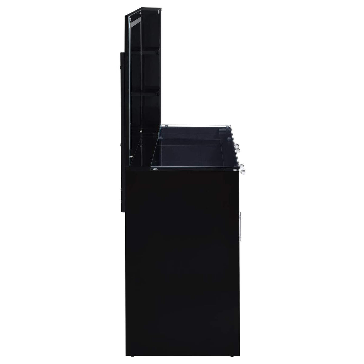 930219 Flora 2-drawer Vanity Set with LED Mirror Black High Gloss