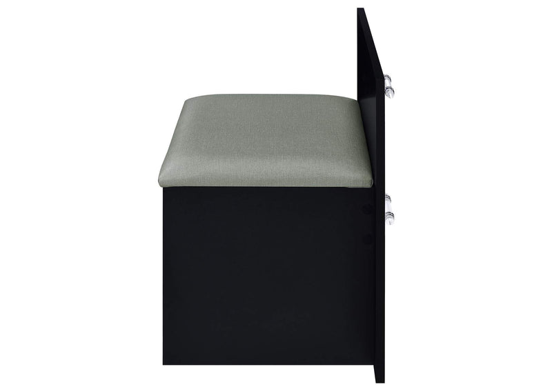 930219 Flora 2-drawer Vanity Set with LED Mirror Black High Gloss
