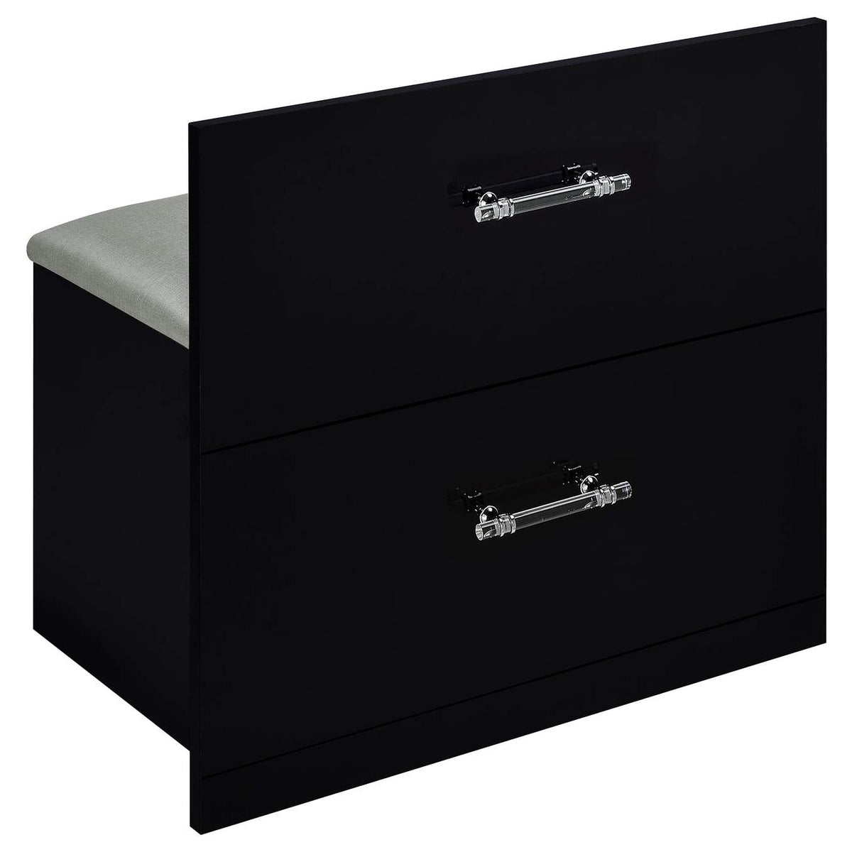930219 Flora 2-drawer Vanity Set with LED Mirror Black High Gloss