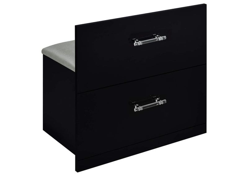 930219 Flora 2-drawer Vanity Set with LED Mirror Black High Gloss