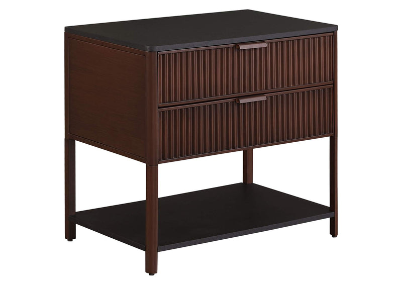 930221 Zimmerlee 2-drawer Side Table with Shelf Rust Brown