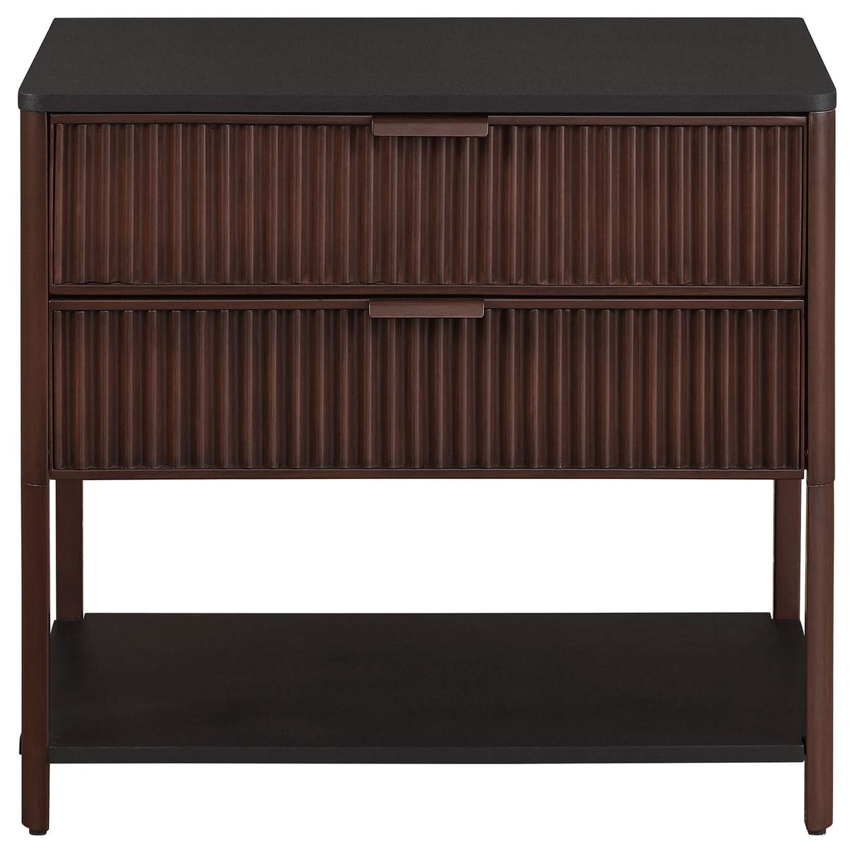 930221 Zimmerlee 2-drawer Side Table with Shelf Rust Brown